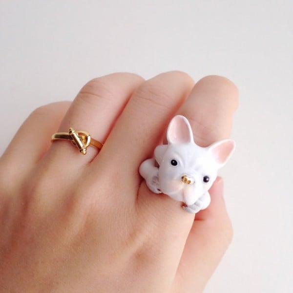 JWER akın ayı parmak yüzük ayarlanabilir tatlı sevimli tavşan ...